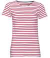 01399 Ladies Miles SOL'S Ladies Miles Striped T-Shirt White / Red colour image